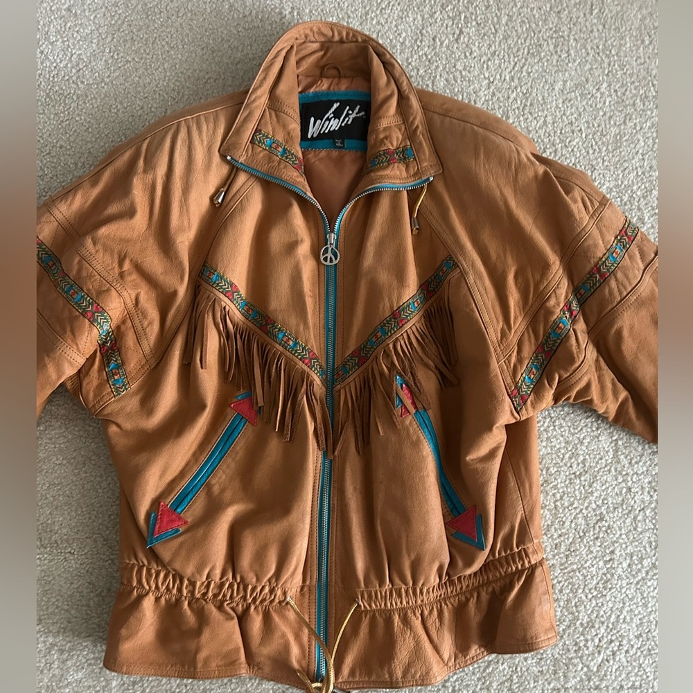 Vintage Leather Patchwork Zip Front Jacket Size S - image 1